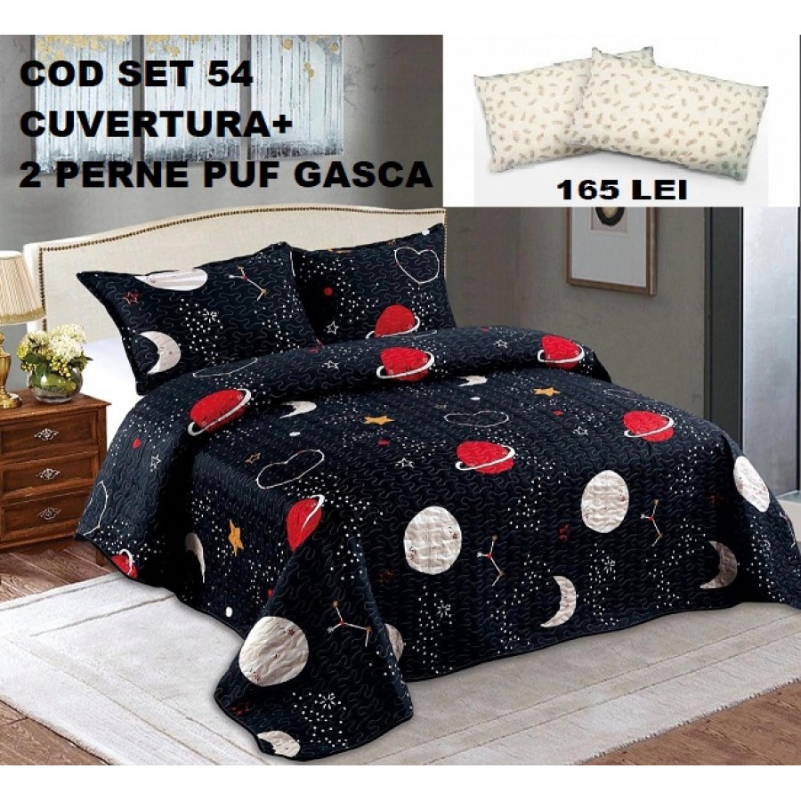 Set Cuvertura+2 Perne Puf SET54 - Pachet Cuvertura+2 Perne Gasca - ofertelecasei.ro