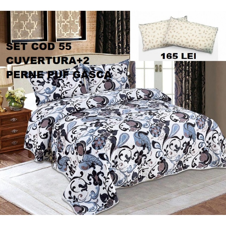 Set Cuvertura+2 Perne Puf SET55 - Pachet Cuvertura+2 Perne Gasca - ofertelecasei.ro