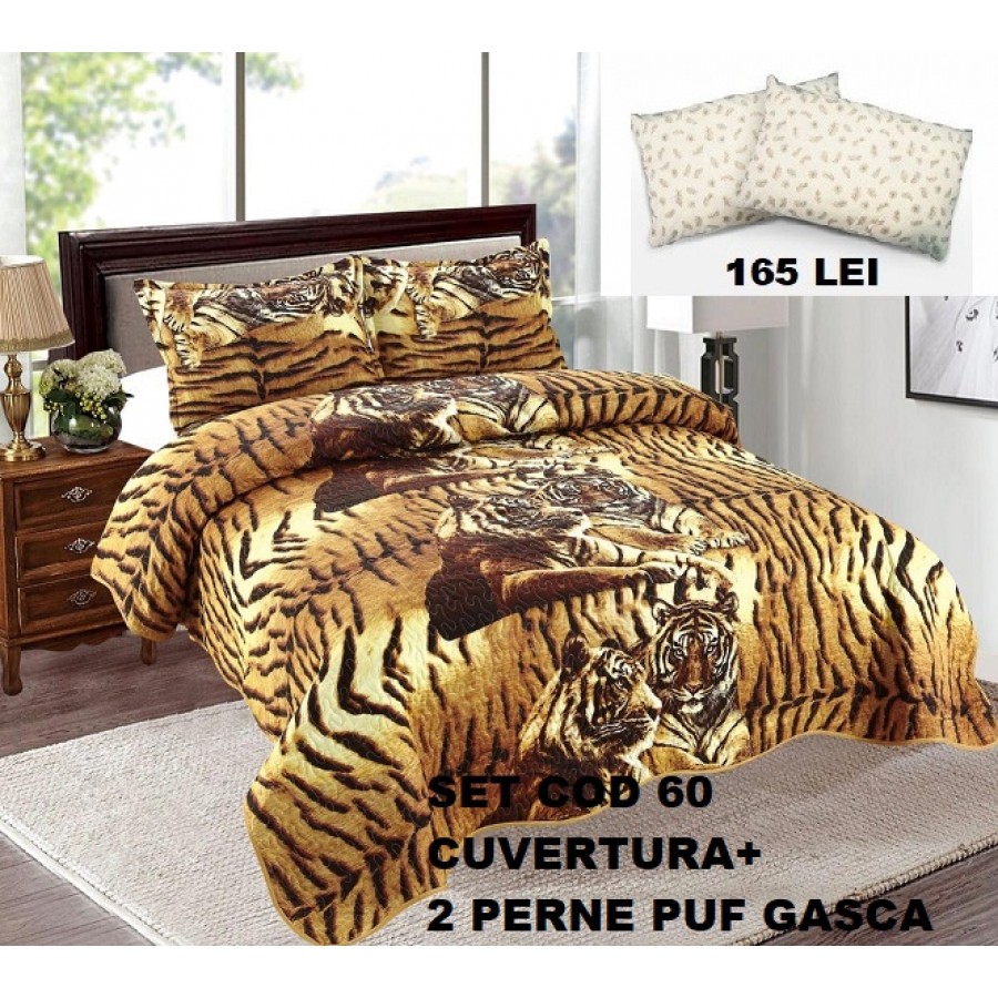 Set Cuvertura+2 Perne Puf SET60 - Pachet Cuvertura+2 Perne Gasca - ofertelecasei.ro